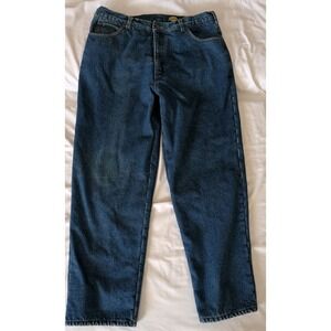 Cabela's Roughneck Mens Flannel Lined Jeans Blue Denim Relaxed Fit 38 Reg 902224